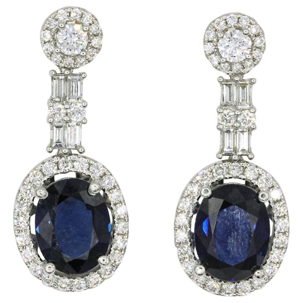 Sapphire and Diamond Drop Earrings 4.93 Carat 18K
